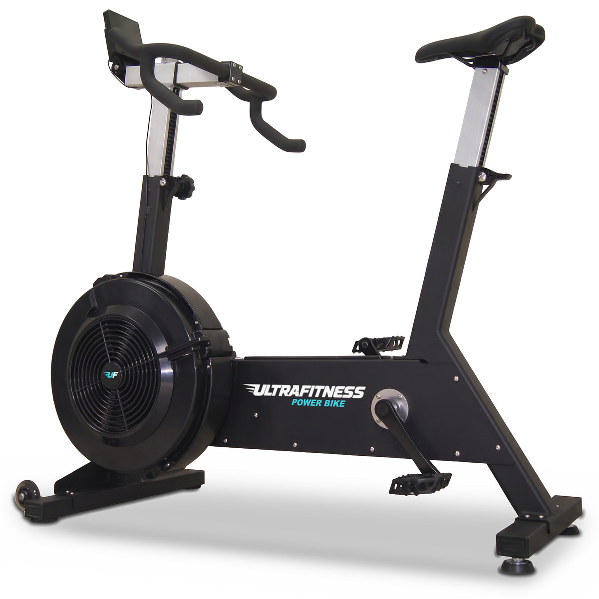 Power Bike UltraFitness, vue de trois quarts côté ventilateur