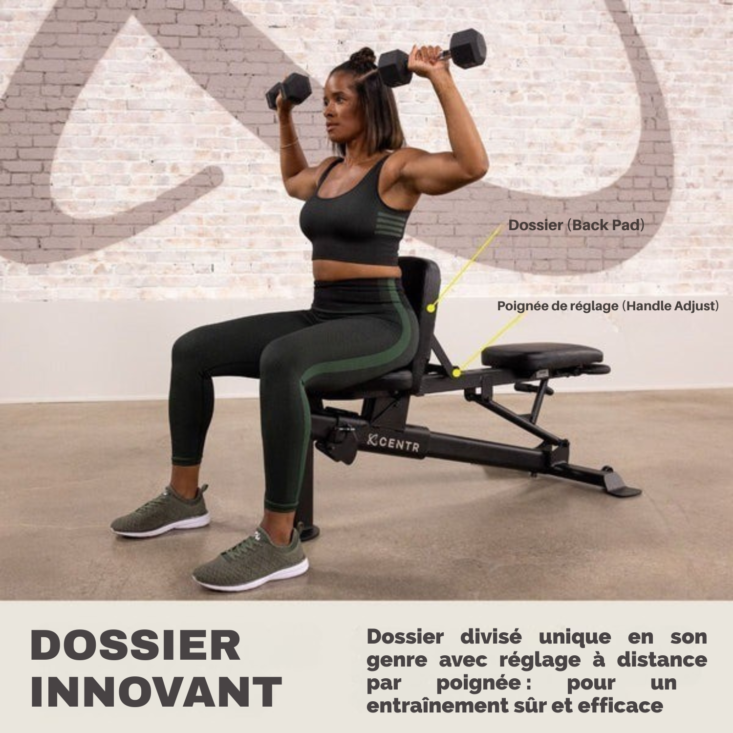 BANC CENTR REGLABLE – PLAT, INCLINE, DECLINE POUR ENTRAINEMENT COMPLET