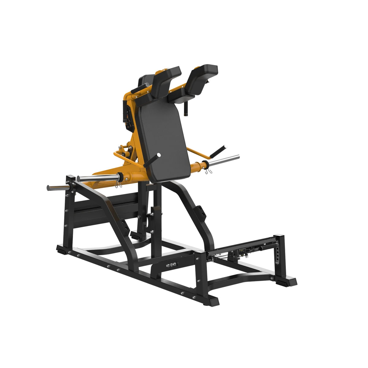 Machine fessiers UltraFitness jaune, vue arrière de trois quarts